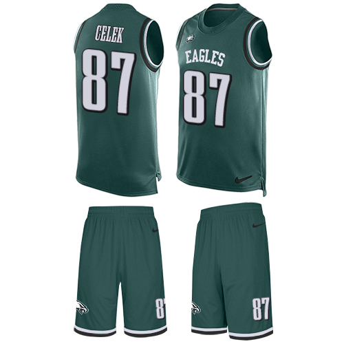 Men's Limited Brent Celek Nike Jersey Midnight Green - #87 Tank Top Suit NFL Philadelphia Eagles